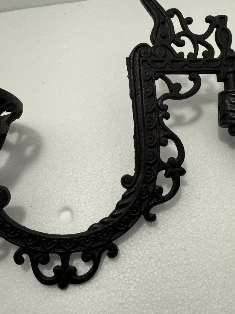 Early 20th Century Victorian Cast Iron Oil Lamp Holder With Mounting Bracket